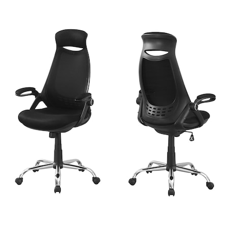 Monarch Specialties Office Chair, Black Mesh, Chrome High-Back Executive I 7268